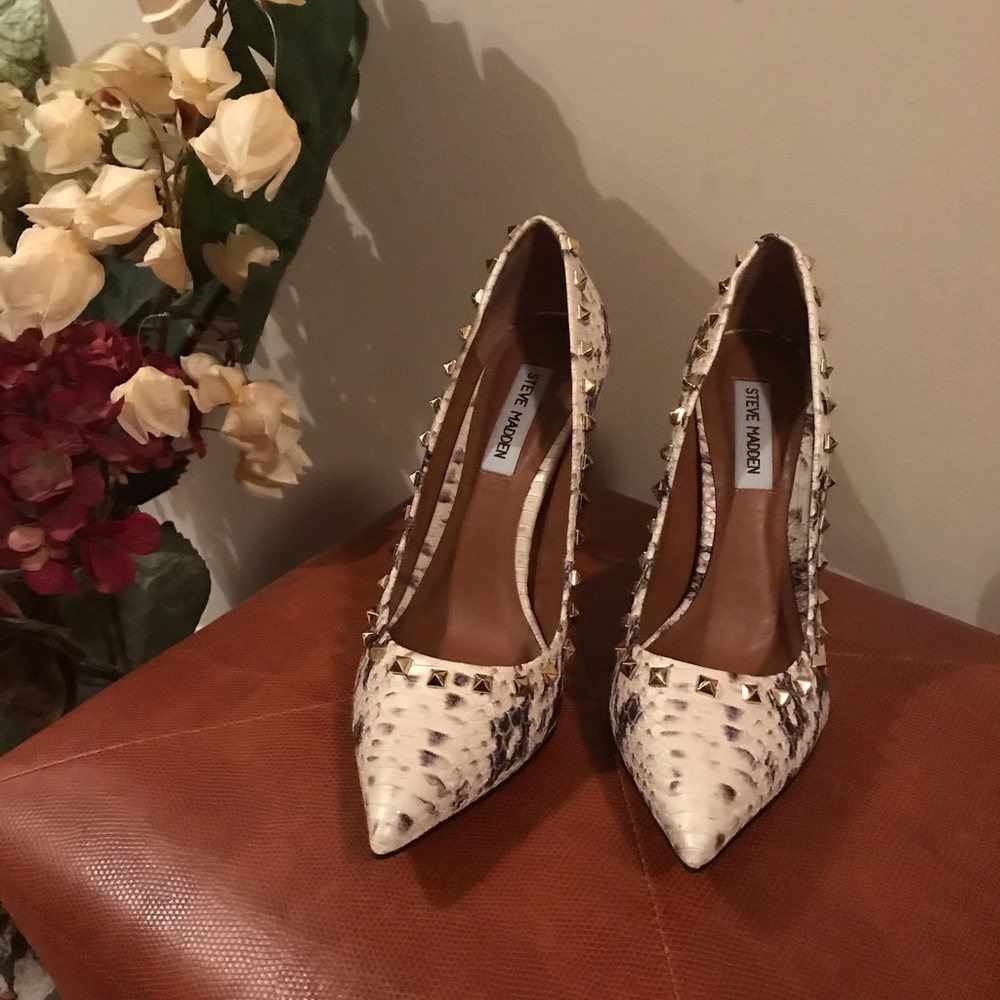 Steve Madden Studded Snake Print Heels